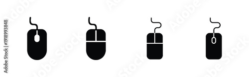 Computer mouse icons featuring different designs and scroll wheel details