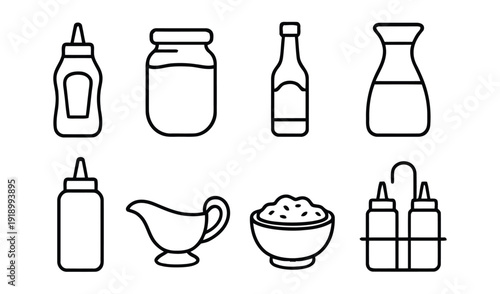Condiment bottles and sauce serving ware