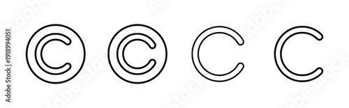 Copyright symbol icons in outline style with variations