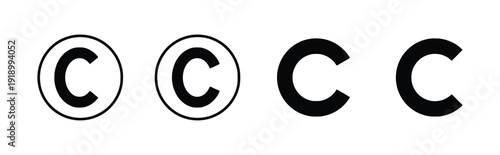 Copyright symbol icons set, c in circle and letter C collection