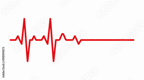 Heartbeat Line Vector – Stylized Red ECG Pulse Wave for Medical, Health, Emergency, Fitness, and Life Monitoring Design Projects