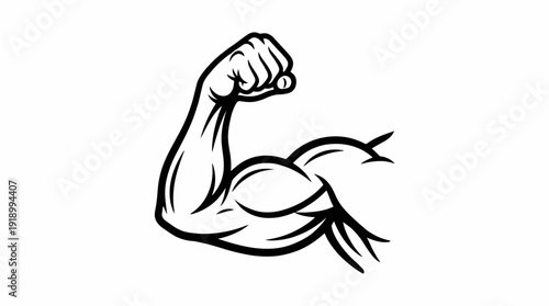 Muscular Arm Gym Logo Vector – Stylized Emblem of Flexed Bicep with Circular Frame and Bold Text for Fitness, Power, Strength, and Gym Branding Projects