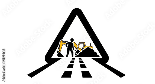 Roadwork Warning Sign with Laborers.