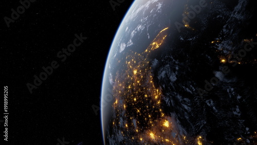 Photos Radiant boundary of planet with sparkling illumination, Planetary outer boundary