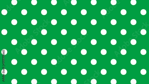Illustration of a fabric motif or background with a white polka dot pattern on a green background