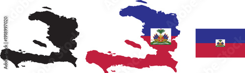 Haiti map filled with national flag colors Caribbean country identity graphic