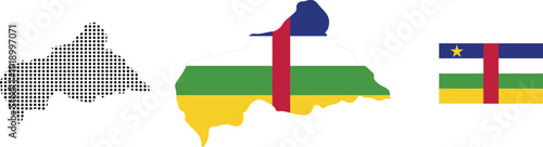 Central African Republic map and national flag illustration country identity design