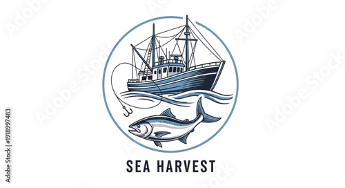 Sea Harvest Fishing Boat Logo.