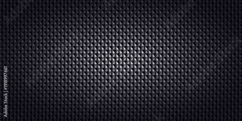 Premium 3D Obsidian Knurled Mesh Background with Metallic Diamond Cut Relief and Studio Spotlight