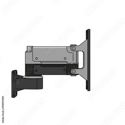 Adjustable monitor arm bracket in sleek design, isolated on white background, featuring a minimalist side view with modern metallic finish
