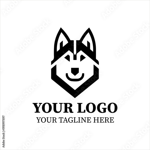Minimal Wolf Head Logo Vector – Modern Geometric Husky and Wolf Mascot Line Art Emblem Collection