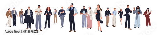 Business people community networking and meeting. Professional corporate group communication. Executive managers, partners, office workers. Flat vector illustration isolated on white background