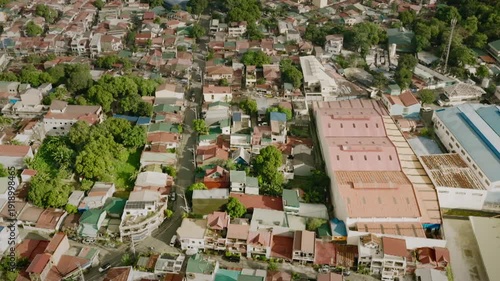 Aerial view of residential area in Philippines with green spaces