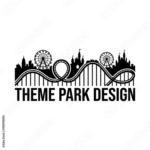 Theme Park Design Roller Coaster Silhouette.