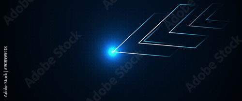 Falling down endpoint captures the energy of quantum technology, as arrows push forward in digital increase and success. The fail Neon arrows extend across a dark background