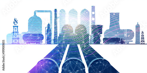 Wallpaper Mural Concept of industrial plant and manufacture building. Energy generation and heavy industry. Oil and gas chemistry factory. Torontodigital.ca