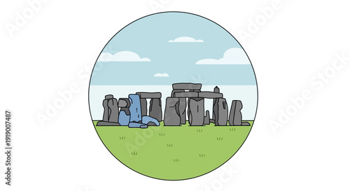Stunning Stonehenge monument illustration in serene landscape