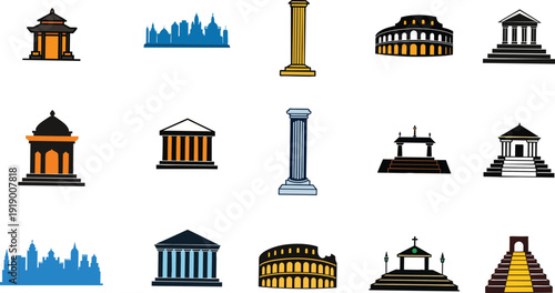 set of landmarks and monuments