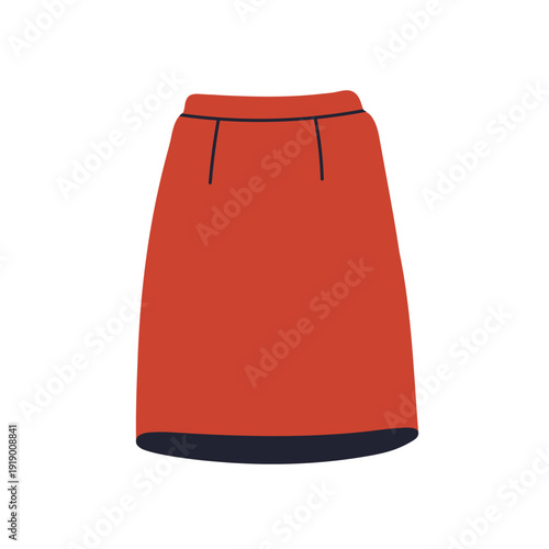 Skirt, women clothing. Modern trendy style apparel, straight knee-length and ...