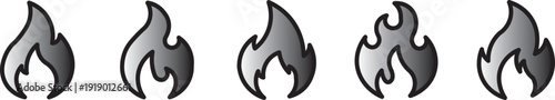 Fire icon collection. Fire flame symbol. Match fire icon design vector art Illustrations