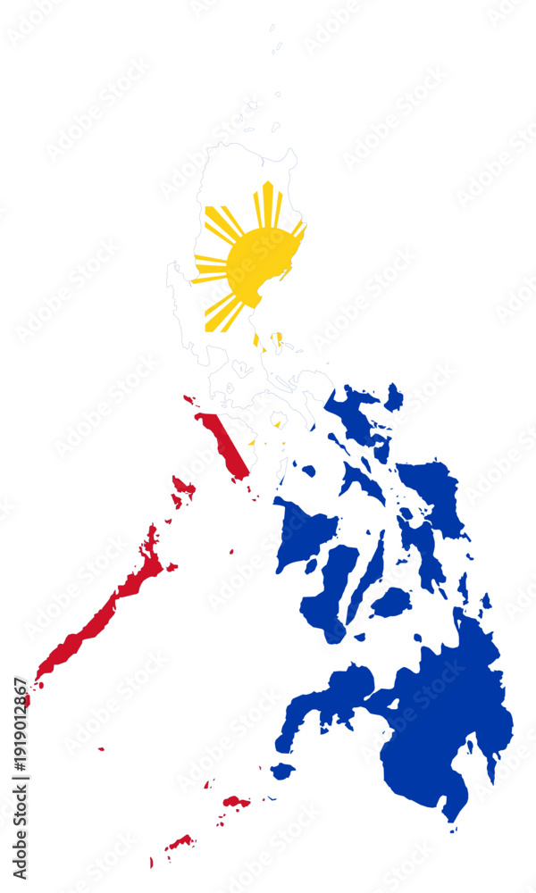 Obraz premium Flag Philippines on Philippines Map Asian Country