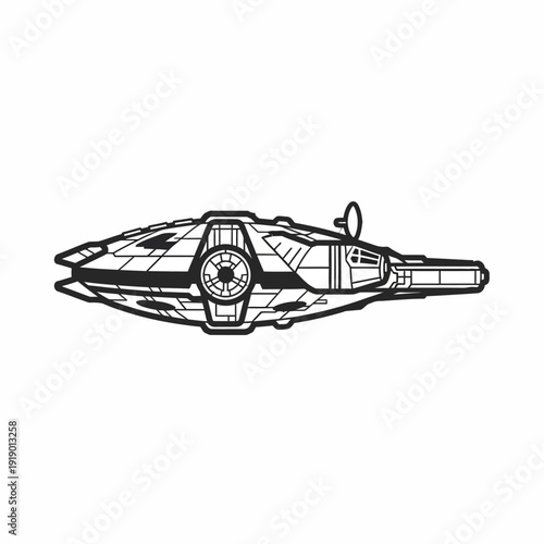 Futuristic spaceship design with sleek lines and advanced technology