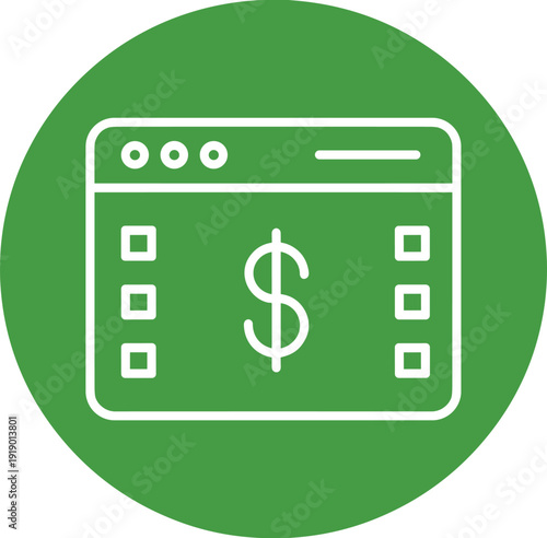 Online banking screen with dollar sign and list elements symbolizing finance