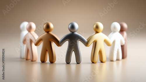 United in Strength: A diverse group of figures clasp hands, forming a circle that represents unity, cooperation, and community. Embracing values like inclusion and togetherness