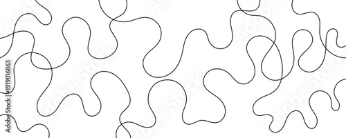 Thin black line wavy abstract vector background. Curve wave seamless pattern. Line art striped graphic template. This icon isolated on white background. Vector illustration.