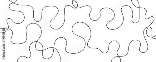 Wavy black lines with flowing curves. Seamless pattern of continuous wavy lines. Undulating abstract background. Curved single line. Vector illustration. Eps10