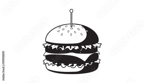 Double Cheeseburger with Lettuce and Pickled Gherkin on White Background Vector Illustration