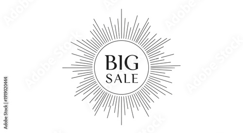 Seasonal Big Sale Promotion Banner with Line Art Shopping Cart Icon on Bright Background