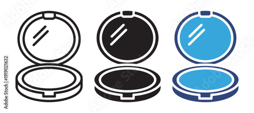 Cosmetic Powder with Mirror Icon – Makeup Compact Vector Illustration. Face Powder Compact Icon. Beauty Makeup Symbol in Flat Style.