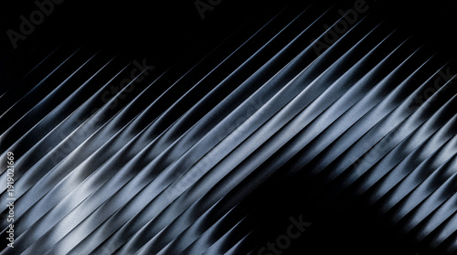 Obraz na płótnie Grainy ribbed abstract background of dark, metallic, diagonal, wavy lines creati