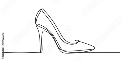 Continuous line drawing of a woman's high heel shoe minimalist fashion illustration