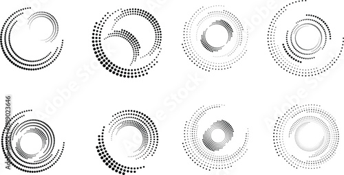 Halftone dots in circle form. round logo . vector dotted frame . design element
