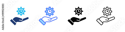 Time Management Multi Style Icon Set Vector 