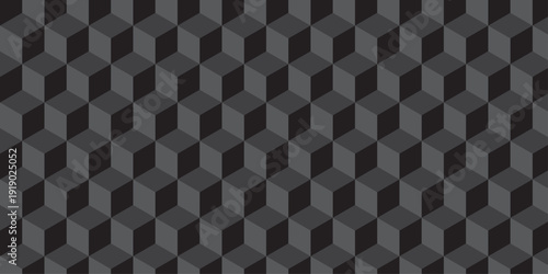 Black cube seamless creative cubes decoration triangle wall and wallpaper textile vector square tile, mosaic endless repeat hexagon block texture background.