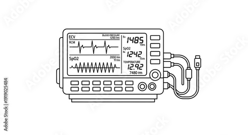 Medical Patient Monitor ECG SpO2 Vital Signs Display