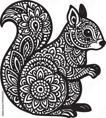 Squirrel Mandala Design Silhouette Vector Illustration Art
