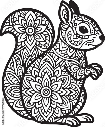  Squirrel Mandala Design Silhouette Vector Illustration Art