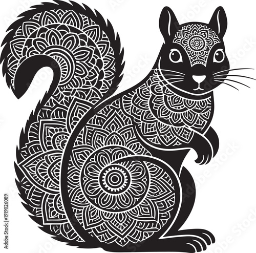 Squirrel Mandala Design Silhouette Vector Illustration Art