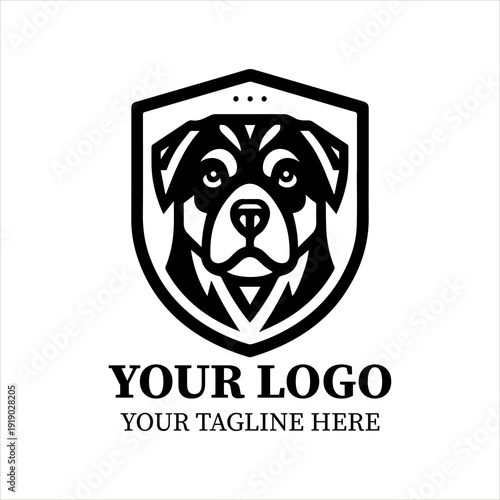 Dog Head Shield Logo Vector  – Modern Guard Dog Mascot Line Art Emblem Collection