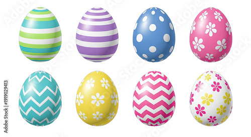 Easter eggs isolated on transparent background colorful decorated easter eggs