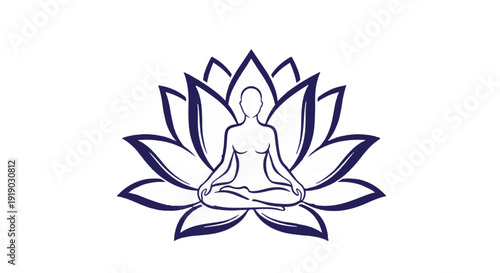 Serene Lotus Flower Yoga Pose Illustration Symbolizing Peace and Mindfulness