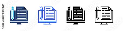 Blogging Multi Style Icon Set Vector 