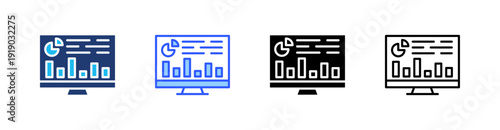 Report Multi Style Icon Set Vector 