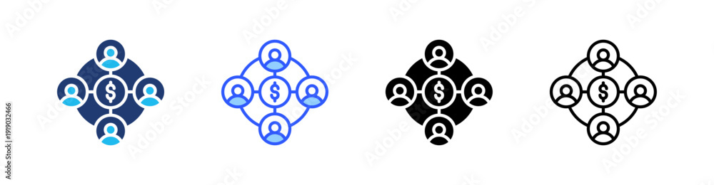 Fotografie Affiliate Marketing Multi Style Icon Set Vector