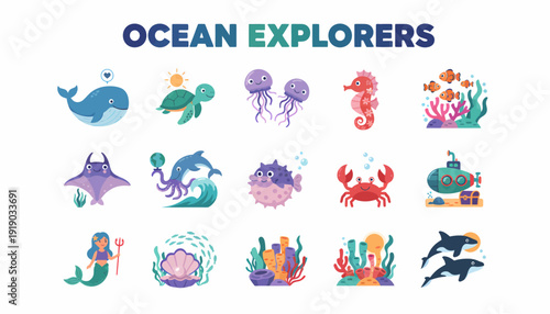 Ocean Explorers: Cute Underwater Creatures and Marine Life Collection