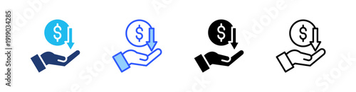 Economic Crisis Multi Style Icon Set Vector 